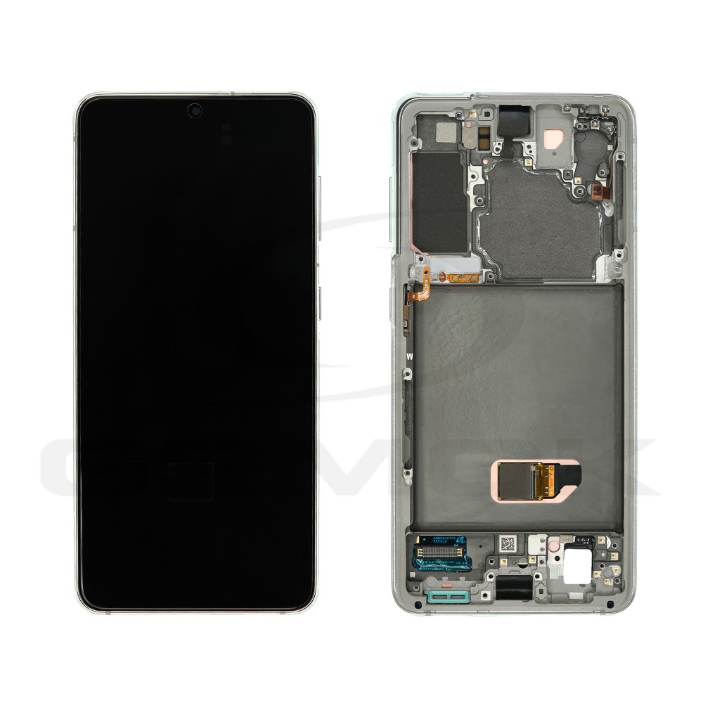 WYŚWIETLACZ LCD DO SAMSUNG G991 GALAXY S21 Z RAMKĄ BEZ KAMERY BIAŁY GH82-27255C GH82-27256C GH82-27257C ORYGINAŁ SERVICE PACK