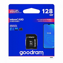 KARTA PAMIĘCI GOODRAM MICRO SD 128GB Z ADAPTEREM 10 CLASS UHS I M1AA-1280R12