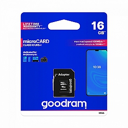 KARTA PAMIĘCI GOODRAM MICRO SD 16GB Z ADAPTEREM 10 CLASS UHS I M1AA-0160R12
