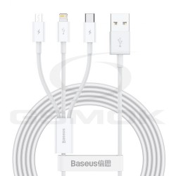 KABEL USB 3W1 DO LIGHTNING + USB-C + MICRO USB 1.5M 3.5A BASEUS SUPERIOR CAMLTYS-02 BIAŁY