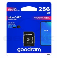 KARTA PAMIĘCI GOODRAM MICRO SD 256GB Z ADAPTEREM 10 CLASS UHS I M1AA-2560R12