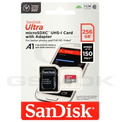 KARTA PAMIĘCI SANDISK ULTRA  MICRO SD 256GB 150B/S A1 CLASS 10 UHS-I Z ADAPTEREM SD
