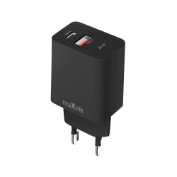 ŁADOWARKA SIECIOWA MAXLIFE USB + USB-C MXTC-13-20AC20W CZARNA