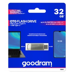 PENDRIVE GOODRAM ODA3 32GB USB-C USB 3.2 SREBRNY ODA3-0320S0R11