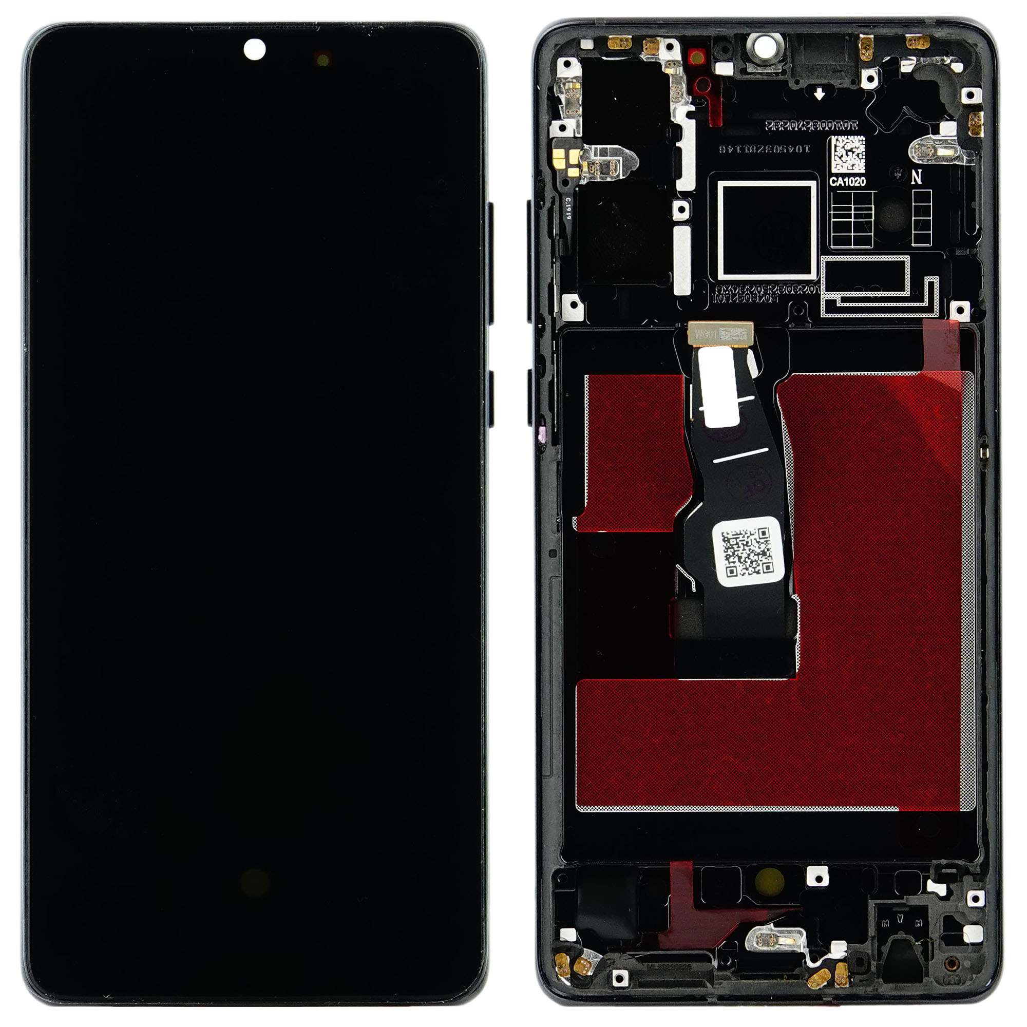 Akkuabdeckung + Klebeband + Linse Kompatibel Mit Huawei P30 / ELE-L29/ELE-L09 (schwarz)