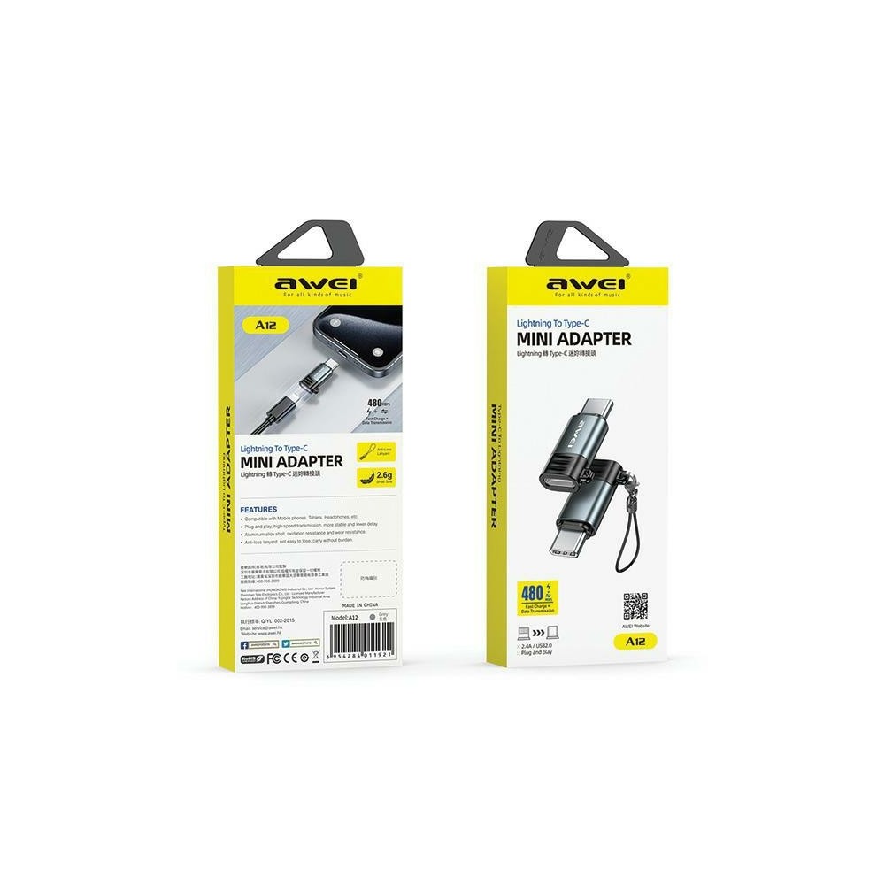 Photo num 2 - LIGHTNING TO USB-C ADAPTER AWEI A12 GRAY Photo num 2 - LIGHTNING TO USB-C ADAPTER AWEI A12 GRAY