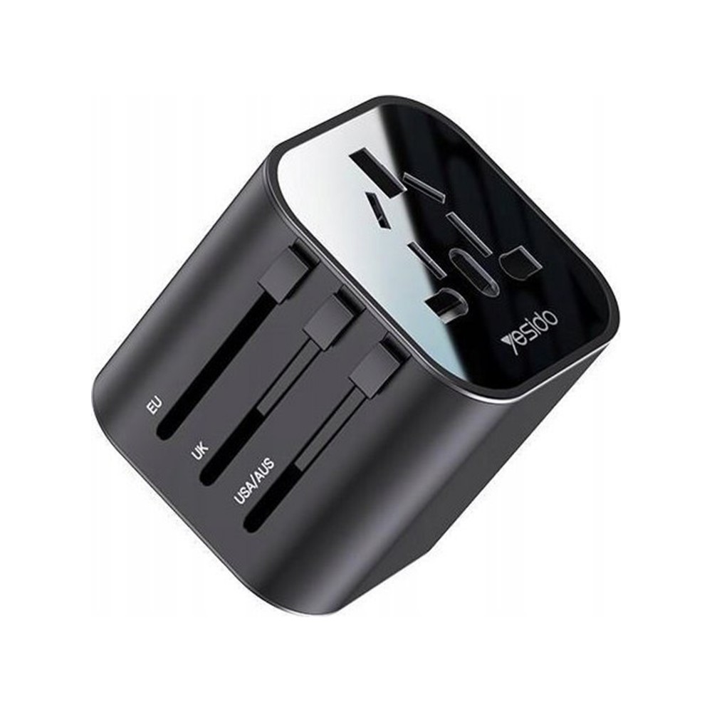 UNIVERSAL ADAPTER YESIDO MC09 UK EU US AU MAX 8A BLACK
