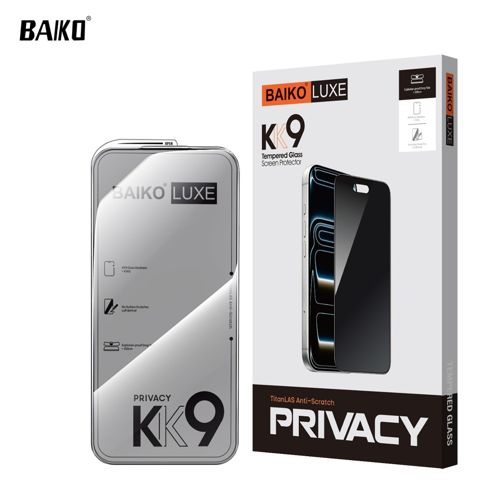 IPHONE 15 / IPHONE 16 - TEMPERED GLASS KK9 PRIVACY