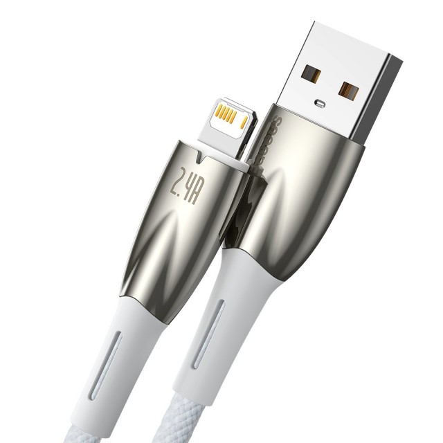 2. KABEL BASEUS GLIMMER SERIES USB - LIGHTNING 2.4A 480MB/S 2M BIAŁY