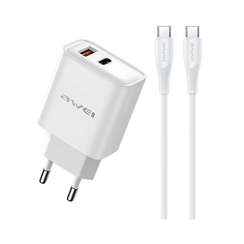 Photo num 1 - TRAVEL CHARGER AWEI PD81 USB + USB-C PD20W + QC3.0 + LIGHTNING CABLE Photo num 1 - TRAVEL CHARGER AWEI PD81 USB + USB-C PD20W + QC3.0 + LIGHTNING CABLE