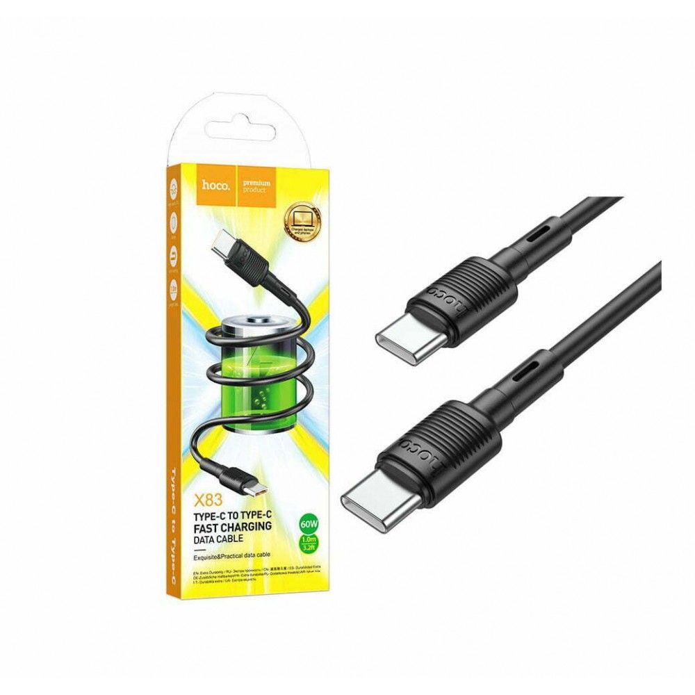 OUTLET CABLE USB-C TO USB-C 3A 60W PD 1M HOCO X83 BLACK