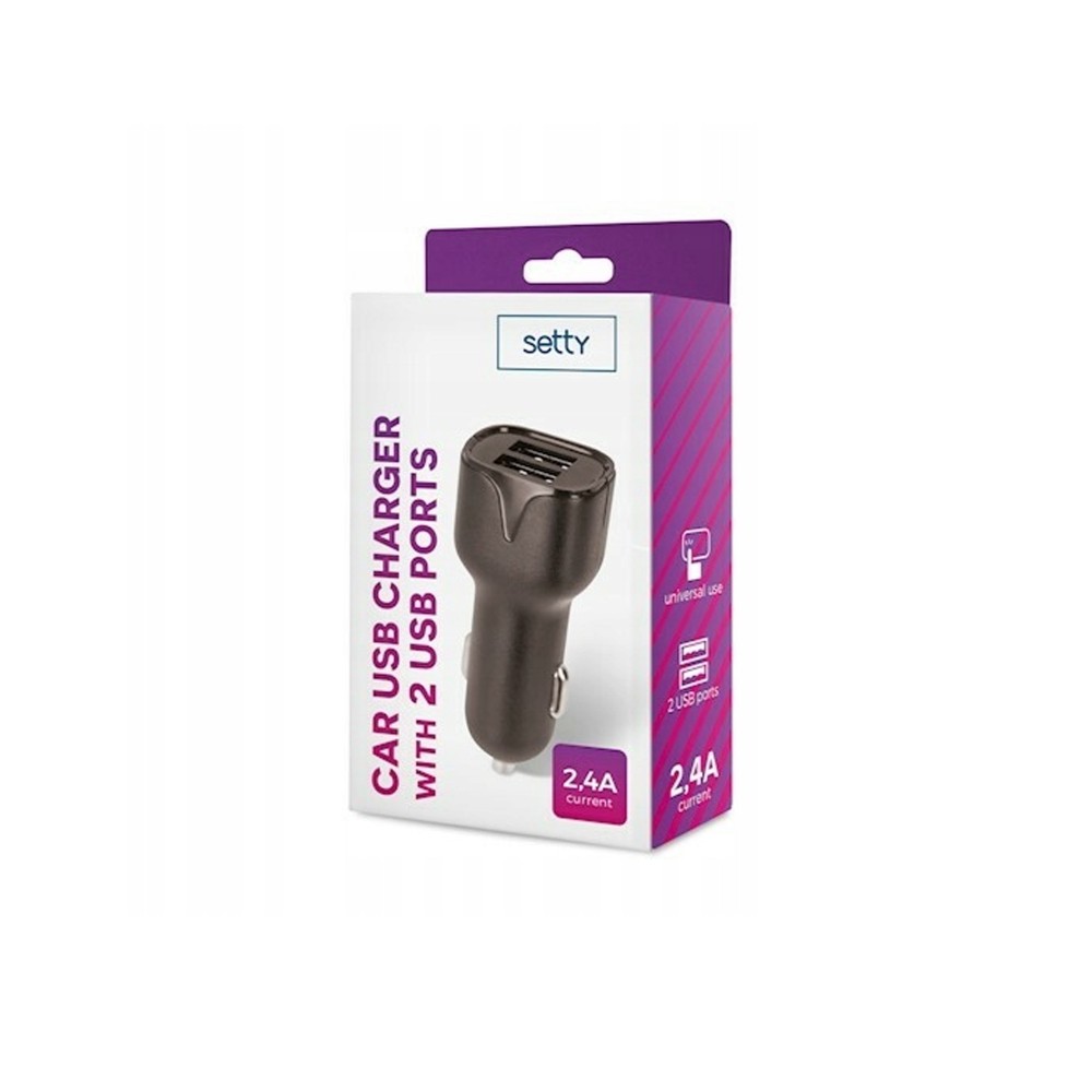 Photo num 2 - OUTLET CAR CHARGER SETTY 2X USB-A 2.4A BLACK Photo num 2 - OUTLET CAR CHARGER SETTY 2X USB-A 2.4A BLACK
