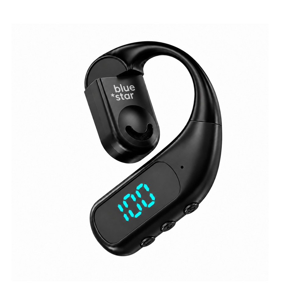 Photo num 1 - WIRELESS BLUETOOTH EARPHONE BLUETOOTH BLUE STAR HOOK BLACK Photo num 1 - WIRELESS BLUETOOTH EARPHONE BLUETOOTH BLUE STAR HOOK BLACK