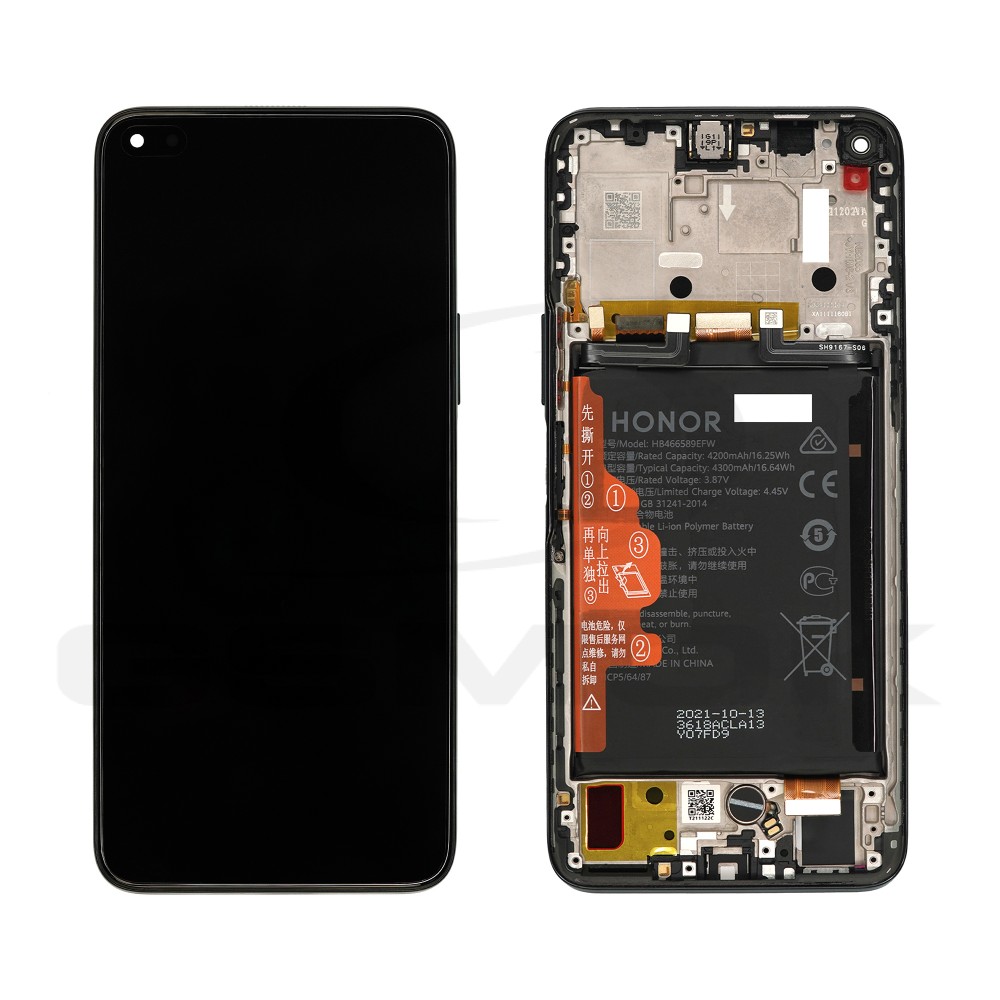 LCD Display HUAWEI HONOR 50 LITE WITH FRAME AND BATTERY BLACK 02354FMV H02354FMV ORIGINAL SERVICE PACK