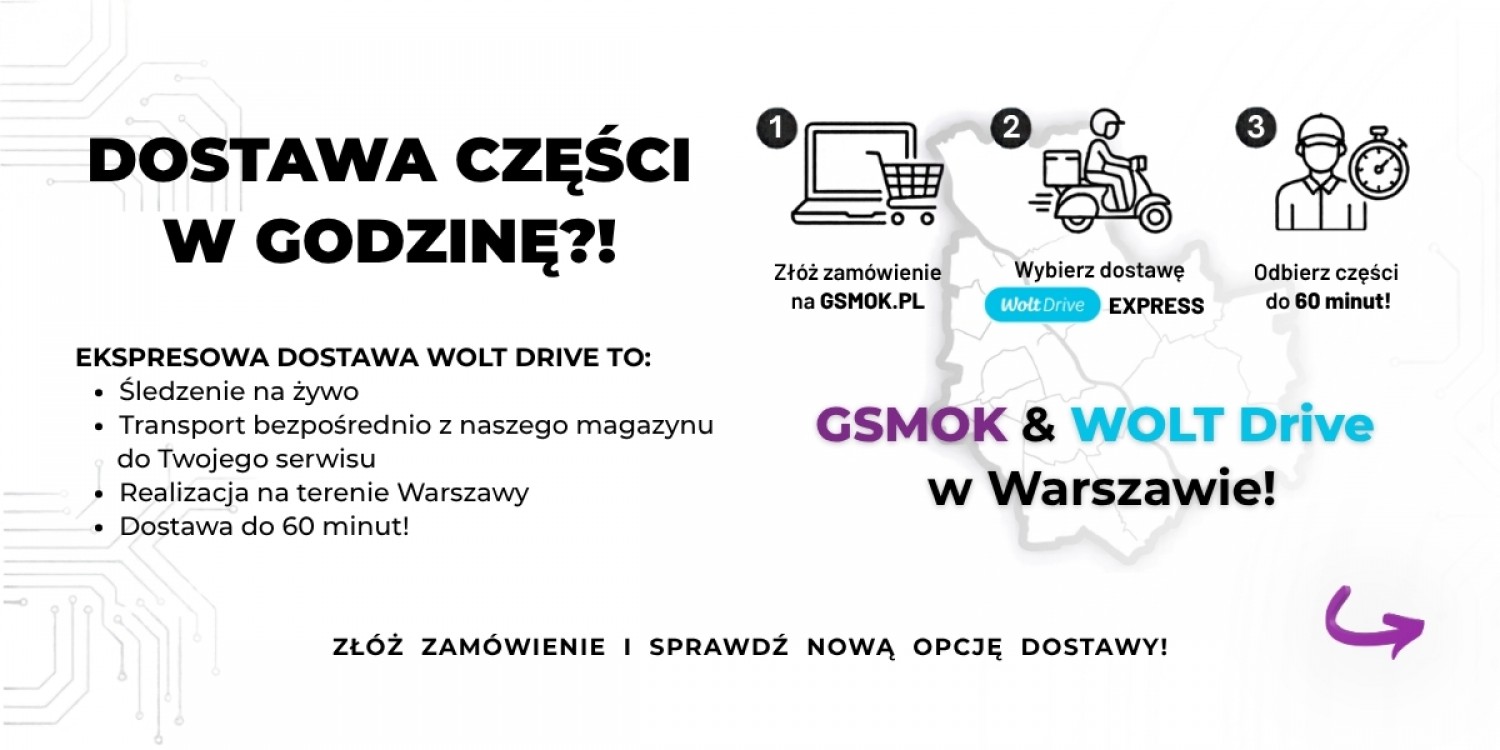 Dostawa części w godzinę? WOLT DRIVE Express w GSMOK już dostepny! Dostawa części w godzinę? WOLT DRIVE Express w GSMOK już dostepny!